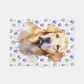 Couverture Polaire Labrador Retriever Colorful Empreinte de patte Amo (Devant (Horizontal))