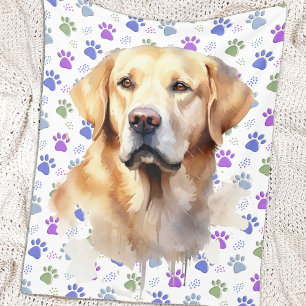 Couverture Polaire Labrador Retriever Colorful Empreinte de patte Amo