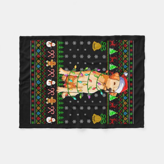 Couverture Polaire Labrador Retriever Dog Christmas Lights Ugly Sweat (Devant (Horizontal))