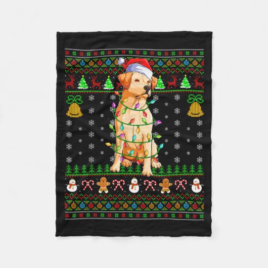 Couverture Polaire Labrador Retriever Dog Christmas Lights Ugly Sweat (Devant)