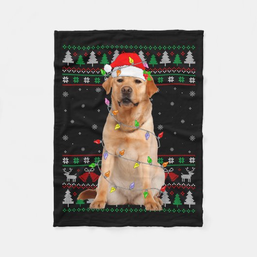 Couverture Polaire Labrador Retriever Dog Christmas Ugly Sweater Ligh (Devant)