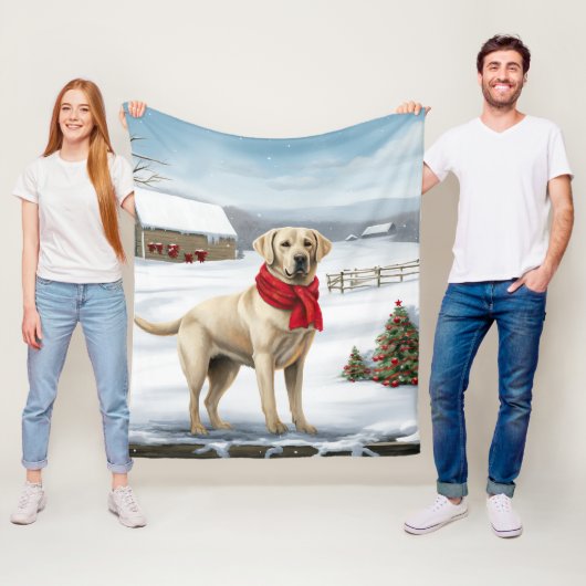 Couverture Polaire Labrador Retriever Dog in Snow Christmas (En situation)
