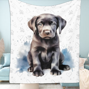 Couverture Polaire Labrador Retriever Empreinte de patte de chiot Amo
