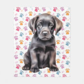 Couverture Polaire Labrador Retriever Empreinte de patte de chiot Amo (Devant)