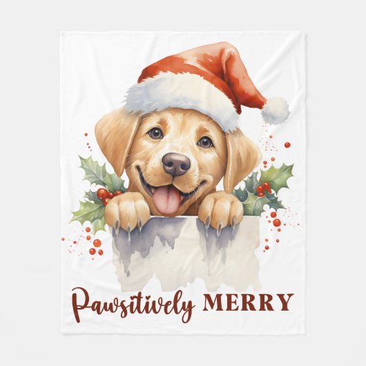 Couverture Polaire Labrador Retriever Père Noël Puppy Chien Noël (Devant)
