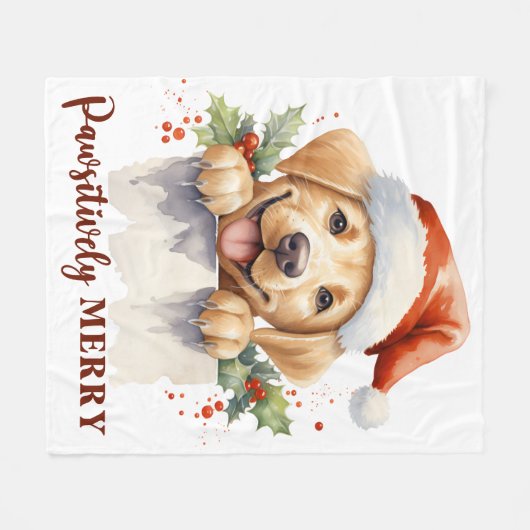 Couverture Polaire Labrador Retriever Père Noël Puppy Chien Noël (Devant (Horizontal))