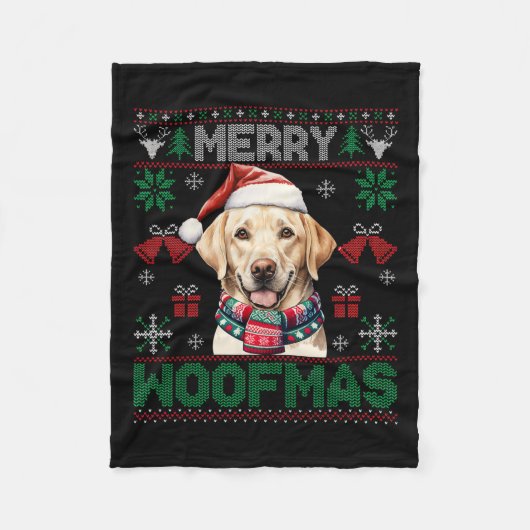 Couverture Polaire Labrador Retrivers Joyeux Noël Woofmas Chien Lo (Devant)