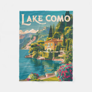 Couverture Polaire Lac de Côme - Art de Voyage peint Vintage