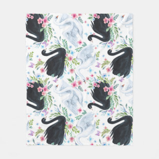 Couverture Polaire Lac des Cygnes : Motif pastel aquarelle.