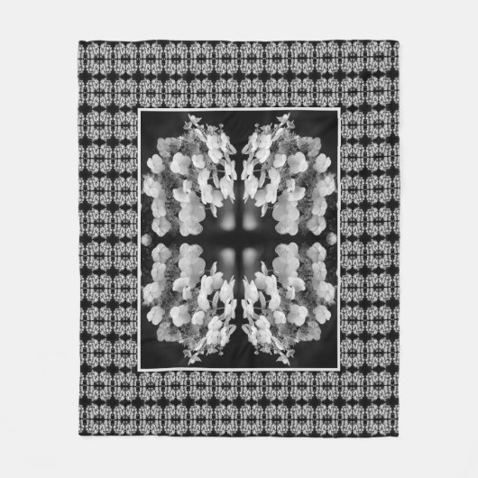 Couverture Polaire Lacecap Hydrangea Noir Et Blanc Abstrait (Devant)