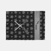 Couverture Polaire Lacrosse de nom personnalisée étoiles noires (Devant (Horizontal))