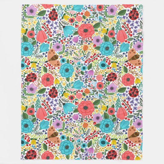 Couverture Polaire Lady Bugs et Flowers (Devant)