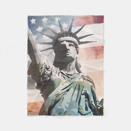 Couverture Polaire Lady Liberty et le drapeau américain (Devant)