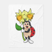 Couverture Polaire Ladybug avec jonquille de fleurs (Devant)