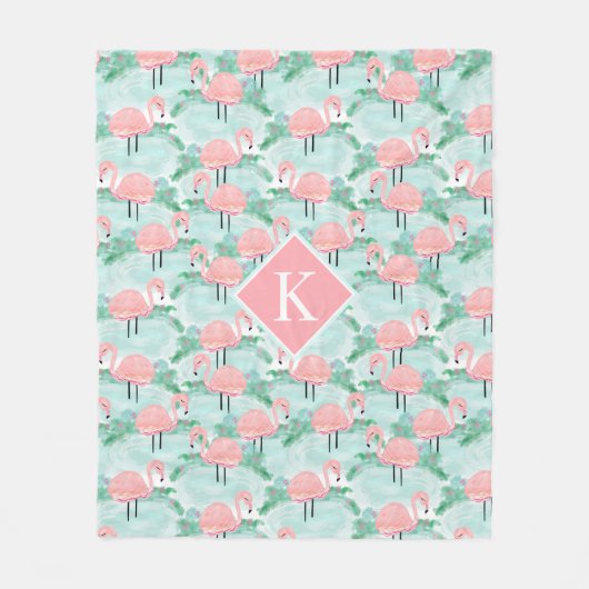 Couverture Polaire Lagune rose tropicale de Flamants roses (Devant)