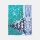 Couverture Polaire Laisser neiger hiver neige élégant blanc turquoise (Devant)