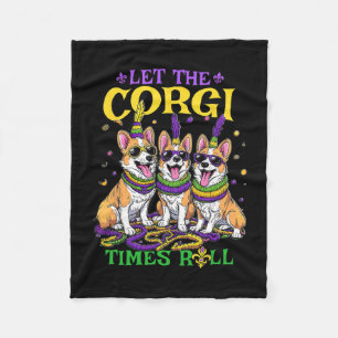 Couverture Polaire Laissez Corgi Times rouler Mardi Gras Corgi