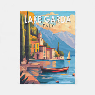 Couverture Polaire Lake Garda Italie Travel Art Vintage