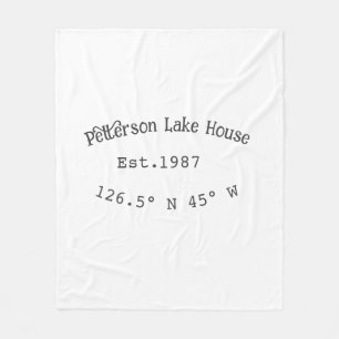 Couverture Polaire Lake house et. Date année coordonnées personnalisé