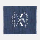 Couverture Polaire Lake House Nom de famille Rustic Blue Wood (Devant (Horizontal))