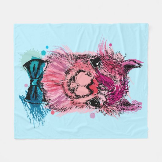 Couverture Polaire Lama rose mignon (Devant (Horizontal))