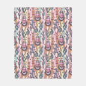 Couverture Polaire Lamas sur le motif de rayures (Devant)