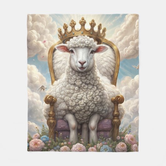 Couverture Polaire Lamb with a crown on a throne (Devant)