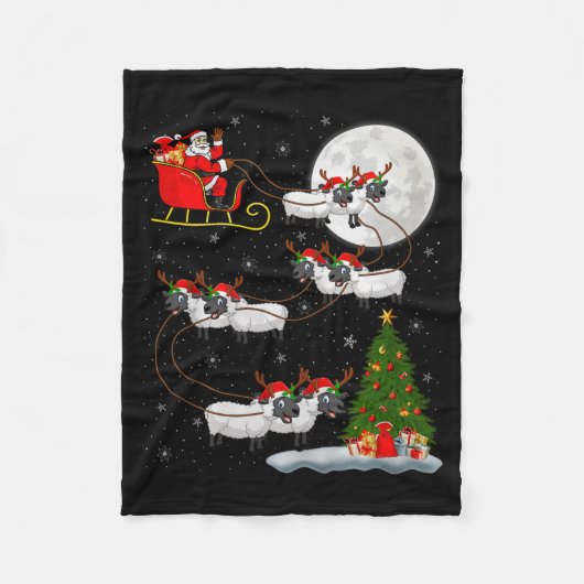 Couverture Polaire Lambs Sheep Santa Sleigh Flying Funny Magical Chri (Devant)