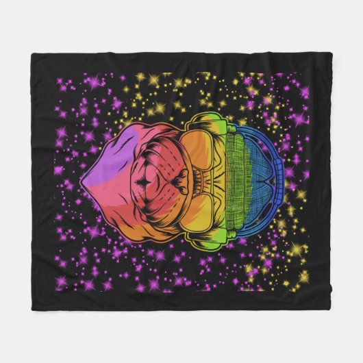 Couverture Polaire L'amour du chien avec le chien Paw (Devant (Horizontal))