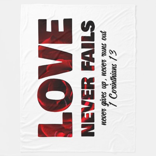 Couverture Polaire L'AMOUR N'ÉCHEC JAMAIS Valentins chrétiens (Devant)