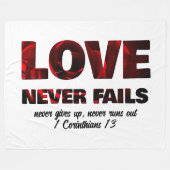 Couverture Polaire L'AMOUR N'ÉCHEC JAMAIS Valentins chrétiens (Devant (Horizontal))