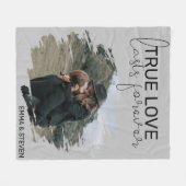 Couverture Polaire L'Amour Vrai Dure Pour Toujours | Photo Blanche po (Devant (Horizontal))