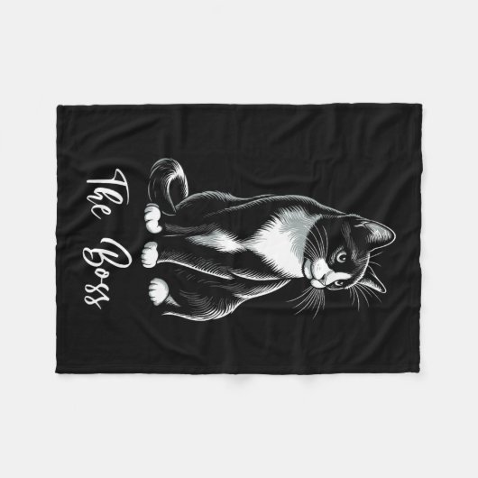 Couverture Polaire L'Amoureux des chats Boss Tuxedo Kitten Tuxedo Pro (Devant (Horizontal))