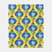 Couverture Polaire Lampes turques mosaïque bleue aquarelle art (Devant)