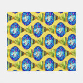 Couverture Polaire Lampes turques mosaïque bleue aquarelle art (Devant (Horizontal))