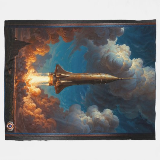 Couverture Polaire Lancement d'une fusée de fusion rétro époustouflan (Devant (Horizontal))