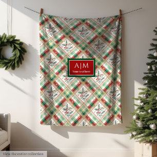 Couverture Polaire Lancer personnalisé vert et rouge jeté de tartan à