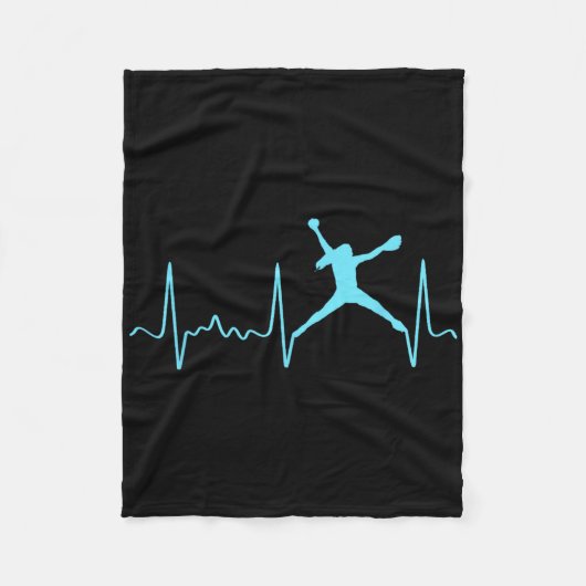Couverture Polaire Lanceur de softball bleu clair Rythme cardiaque - (Devant)