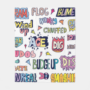 Couverture Polaire Langue Anglaise Populaire Mots Argot Doodle Lettre