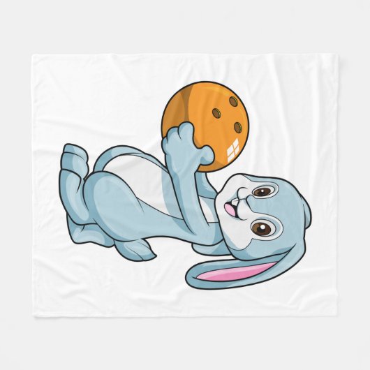 Couverture Polaire Lapin à Bowling avec Bowling balle (Devant (Horizontal))
