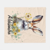 Couverture Polaire Lapin aquarelle avec Dandelion (Devant (Horizontal))