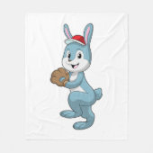 Couverture Polaire Lapin au baseball avec gant de baseball (Devant)