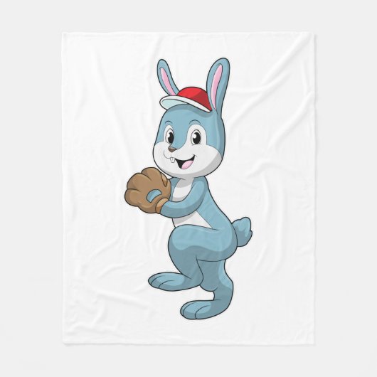 Couverture Polaire Lapin au baseball avec gant de baseball (Devant)