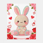 Couverture Polaire Lapin au Crochet Doux & Roses (Devant)