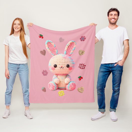 Couverture Polaire Lapin au Crochet Sucré (En situation)