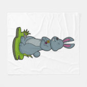 Couverture Polaire Lapin aux fleurs (Devant (Horizontal))