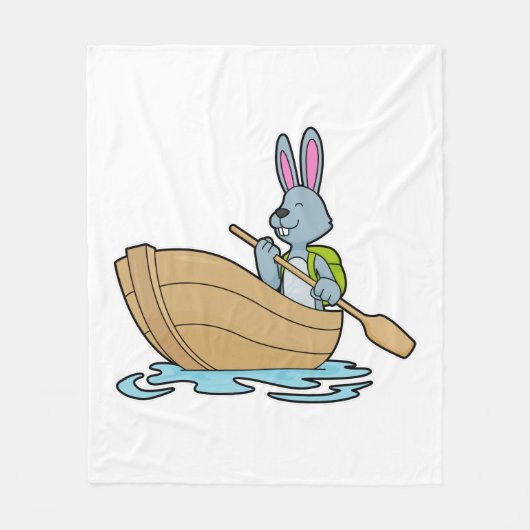 Couverture Polaire Lapin avec bateau et pédale (Devant)