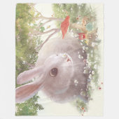 Couverture Polaire Lapin avec Fleurs (Devant)
