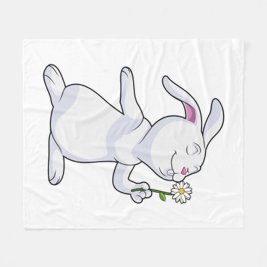 Couverture Polaire Lapin avec marguerite (Devant (Horizontal))