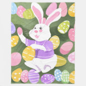 Couverture Polaire lapin avec oeufs de pâques (Devant)